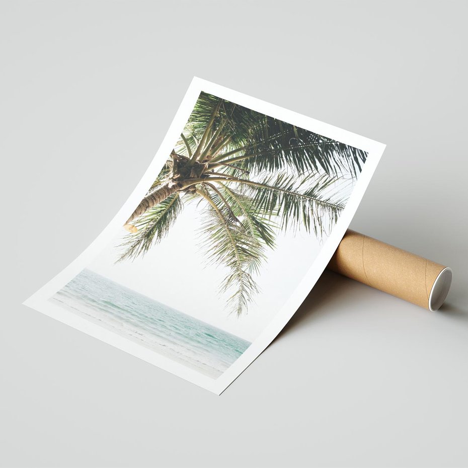 Plakat bez ramy 21x30 - Wakacyjne Marzenie - palma nad morzem,