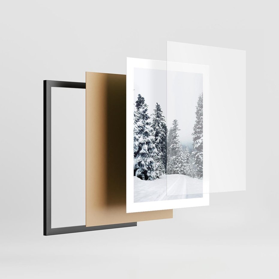 Plakat w ramie 30x40 - Zimowy Las Pod Kołdrą - las, zima - rama czarna