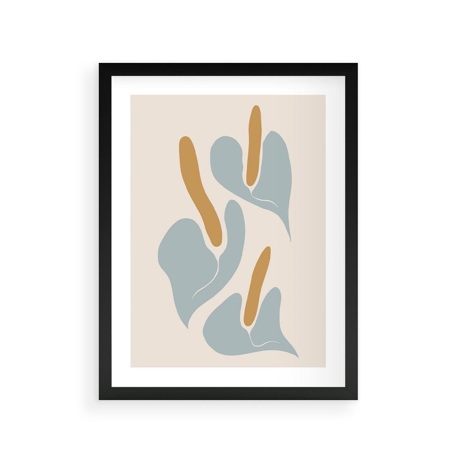 Plakat w ramie 30x40 - Kwiaty Pasteli - kwiaty, nowoczesne i minimalistyczne - rama czarna