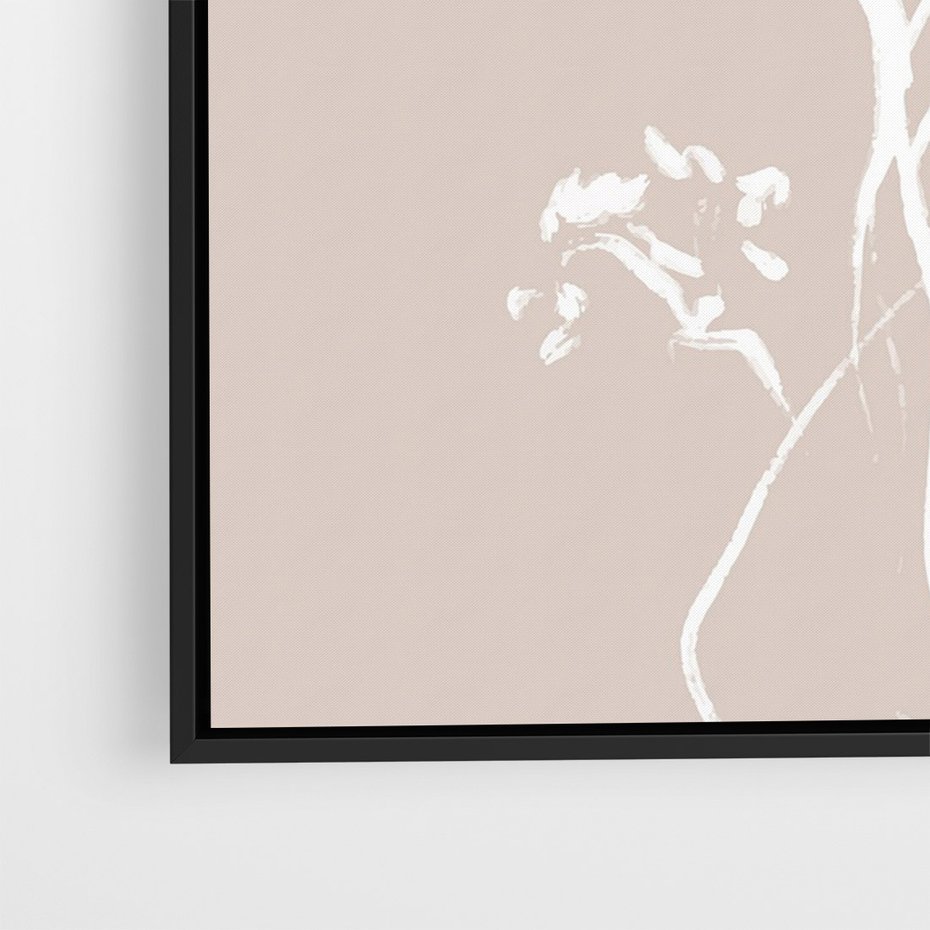 Obraz w ramie 70x100 - Harmonijne Mini Boho - minimalistyczny delikatny obraz, beżowe odcienie - rama czarna