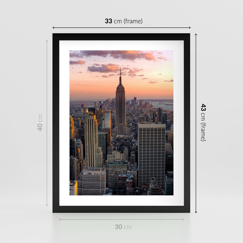 Plakat w ramie 30x40 - Nowojorskie Wieżowce - Nowy York, wieżowce - rama czarna