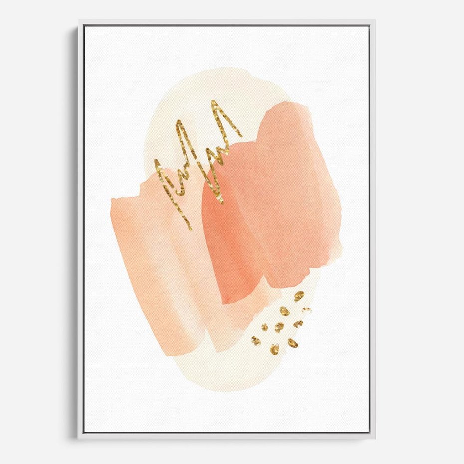 Obraz w ramie 50x70 - Rozbijające Plamy - abstrakcyjne akwarelowe plamy, minimalizm - rama biała