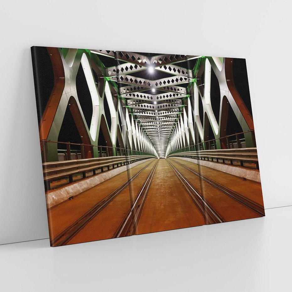 Obraz na płótnie 120x80 - Most kolejowy w nocy - most, kolej