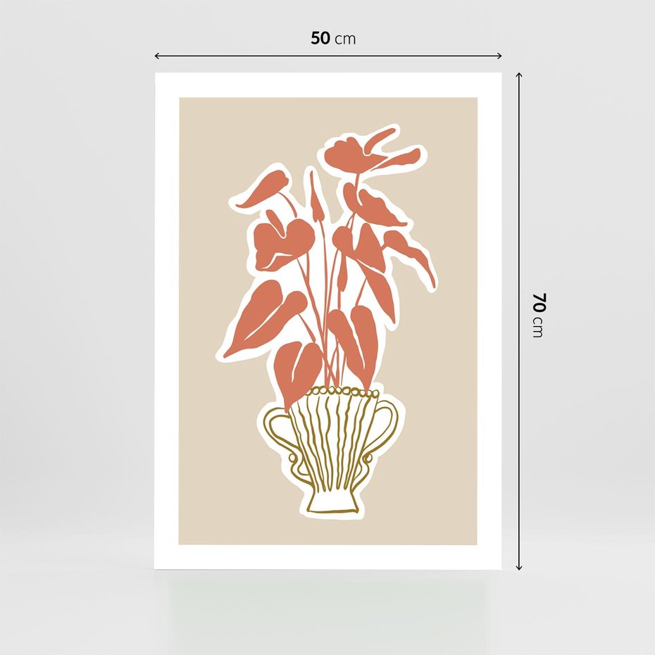 Plakat bez ramy 50x70 - Harmonijne Echa - abstrakcyjne kwiaty liście, elegancka kompozycja