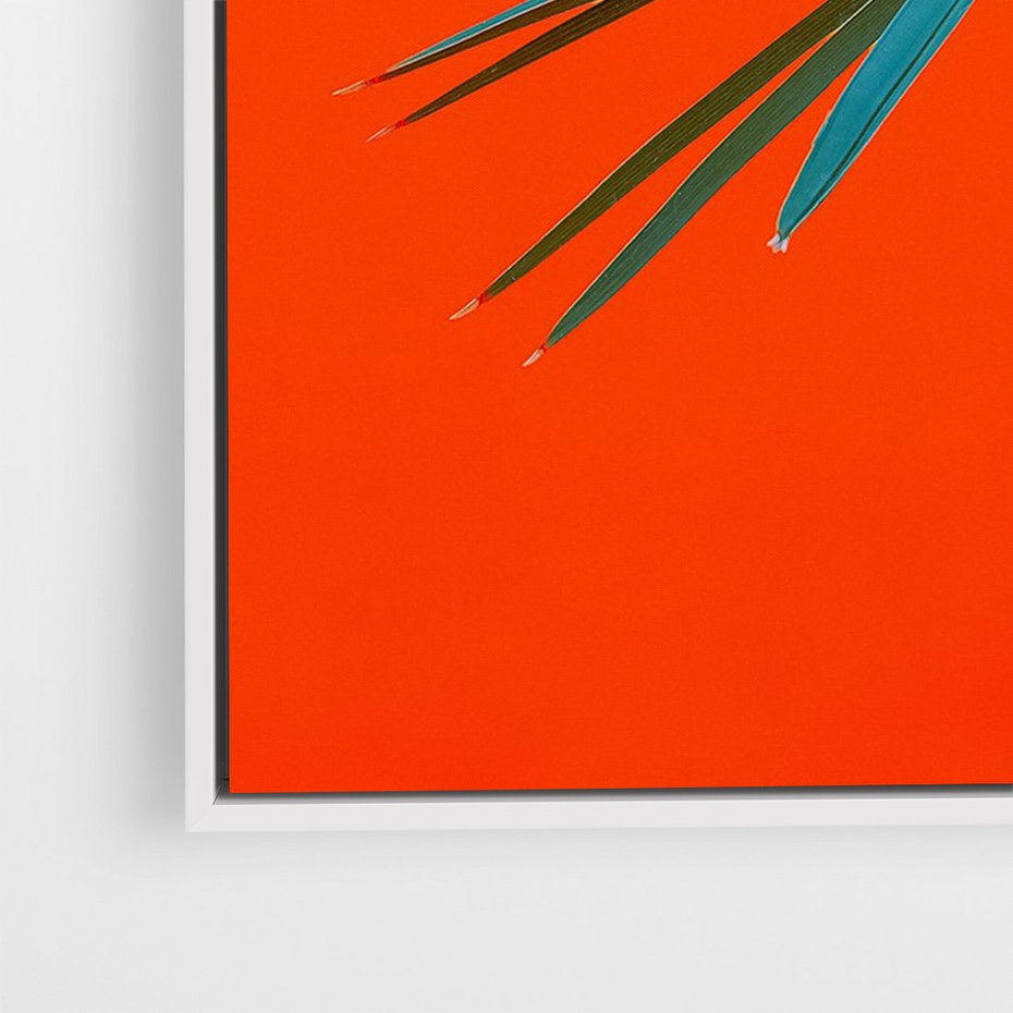 Obraz w ramie 80x120 - Egzotyczny Urok - liście, palma - rama biała