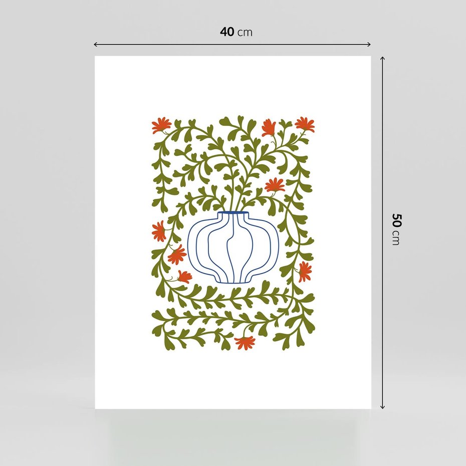 Plakat bez ramy 40x50 - Wewnętrzne Fale - kwiaty w wazonie, minimalizm