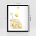 Plakat w ramie 40x50 - Cytrynowa Siatka - cytryny, materiałowa siatka - rama czarna