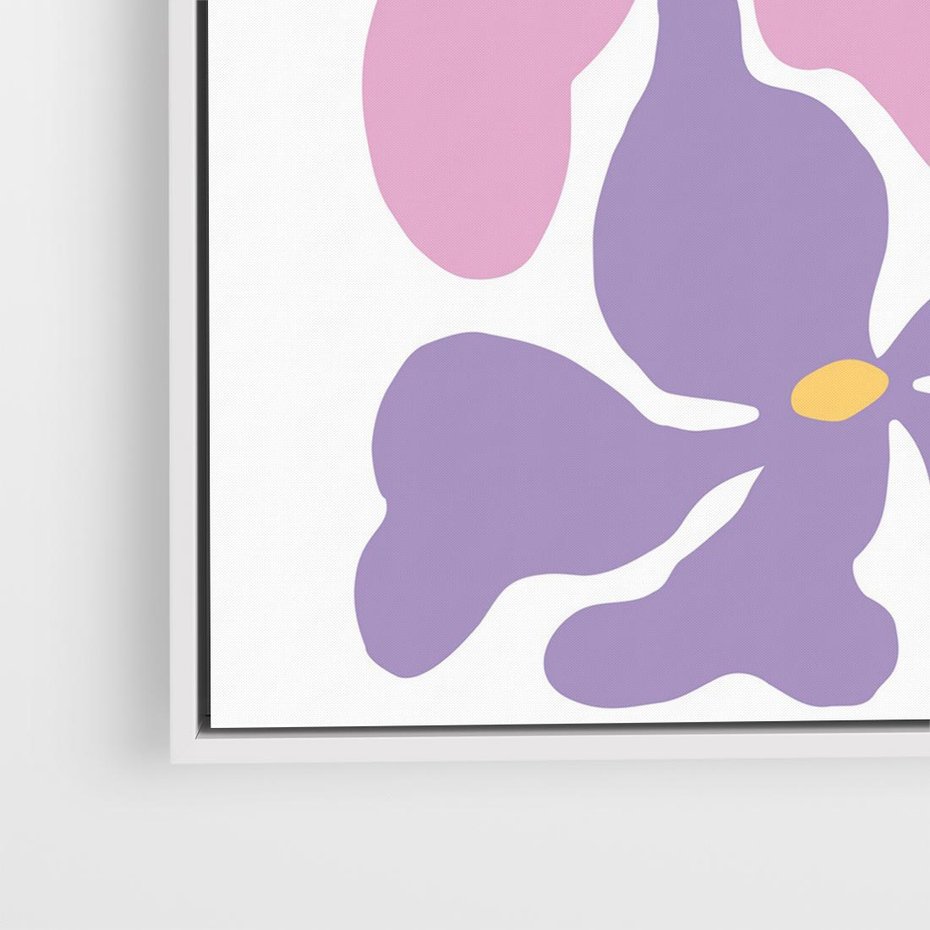 Obraz w ramie 80x80 - Bezgraniczne Wibracje - abstrakcyjne kolorowe kwiaty, minimlizm - rama biała