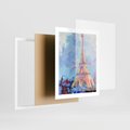 Plakat w ramie 40x50 - Paryska Wieża - olejny abstrakcyjny obraz, wieża eiffla - rama biała
