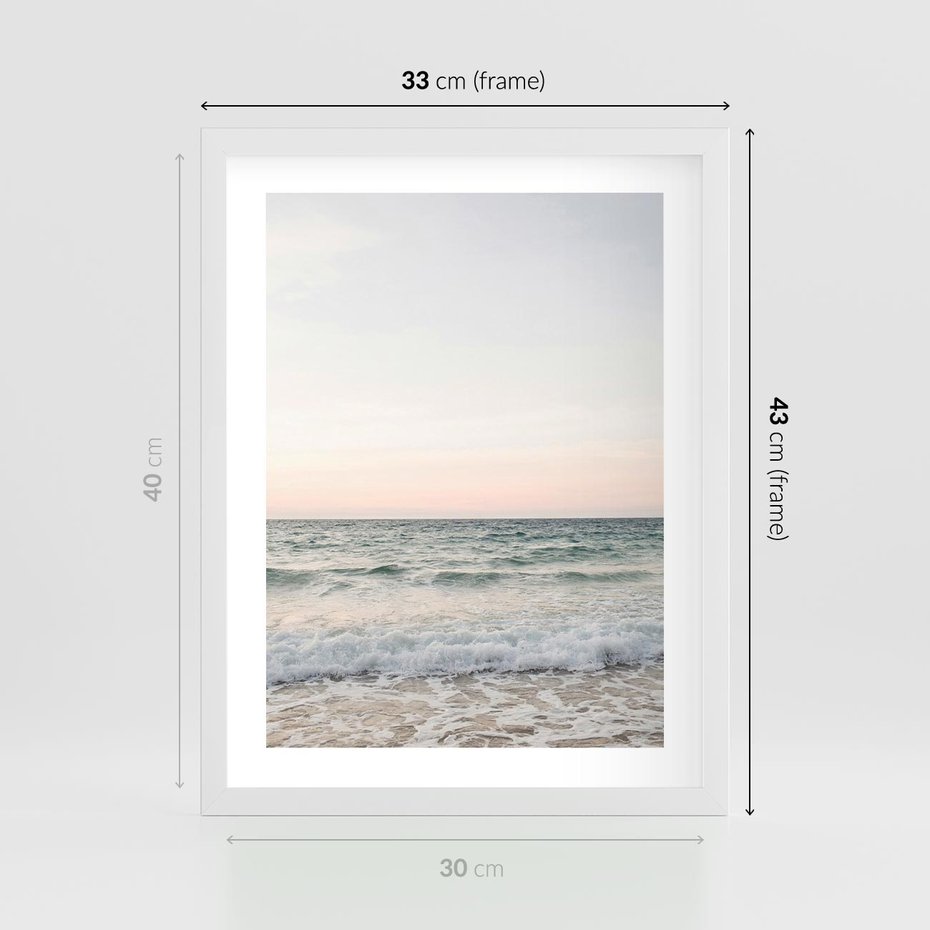 Plakat w ramie 30x40 - Morze i Fale - morze, fale - rama biała