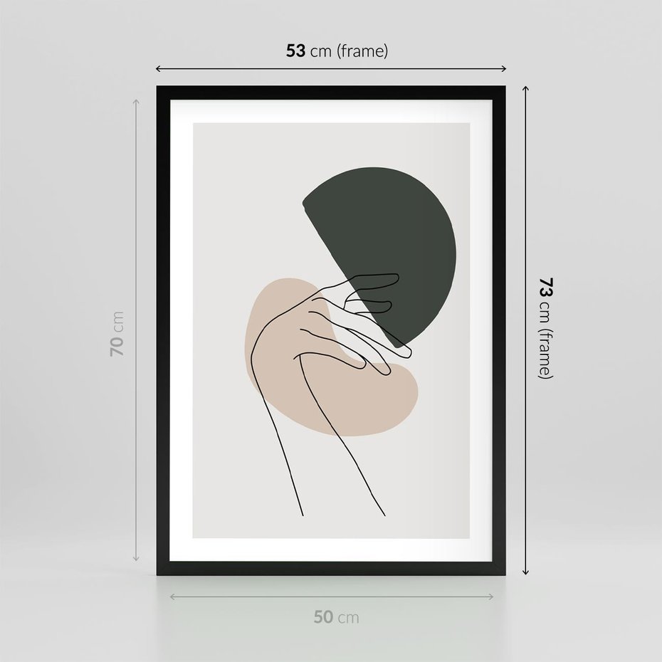 Plakat w ramie 50x70 - Przenikające Kształty - szkic jedną linią, one line - rama czarna