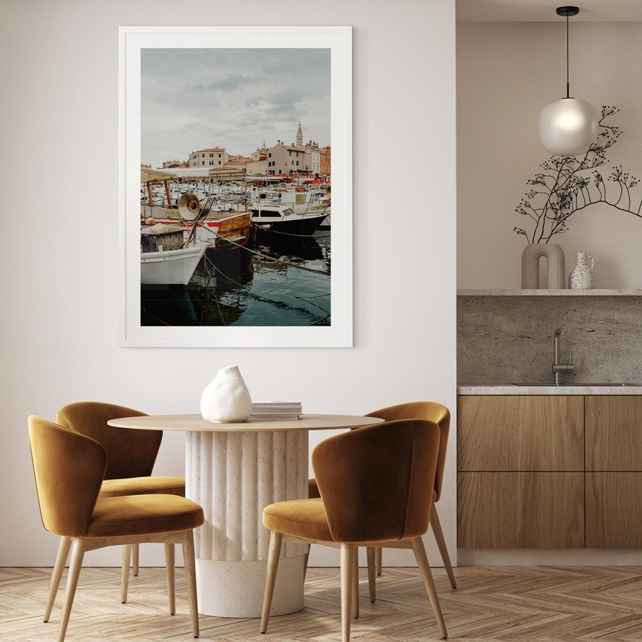 Plakat bez ramy 30x40 - Malowniczy Krajobraz Morski - morze, łódki