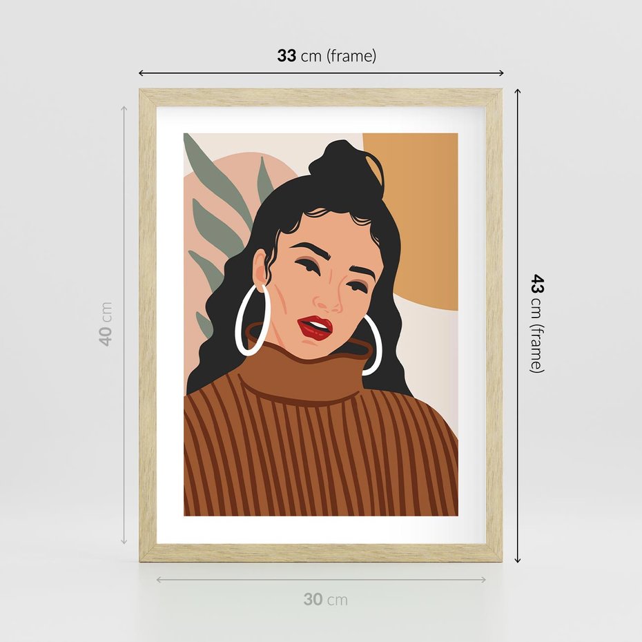 Plakat w ramie 30x40 - Kobiece Wibracje - nowoczesny plakat, styl retro - rama drewno