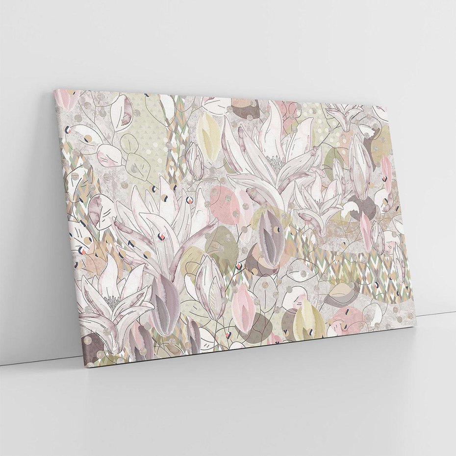 Obraz na płótnie 100x70 - Pejzaże zatajonej duszy - połączenie tekstur, roślinne motywy