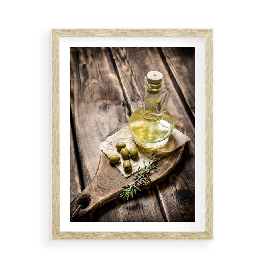 Plakat w ramie 50x70 - Oliwki w restauracji - oliwa, oliwki - rama drewno