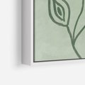 Obraz w ramie 50x70 - Szmaragdowy Oddech - abstrakcyjne delikatne zielone linie, podobne do gałęzi kwiatów - rama biała