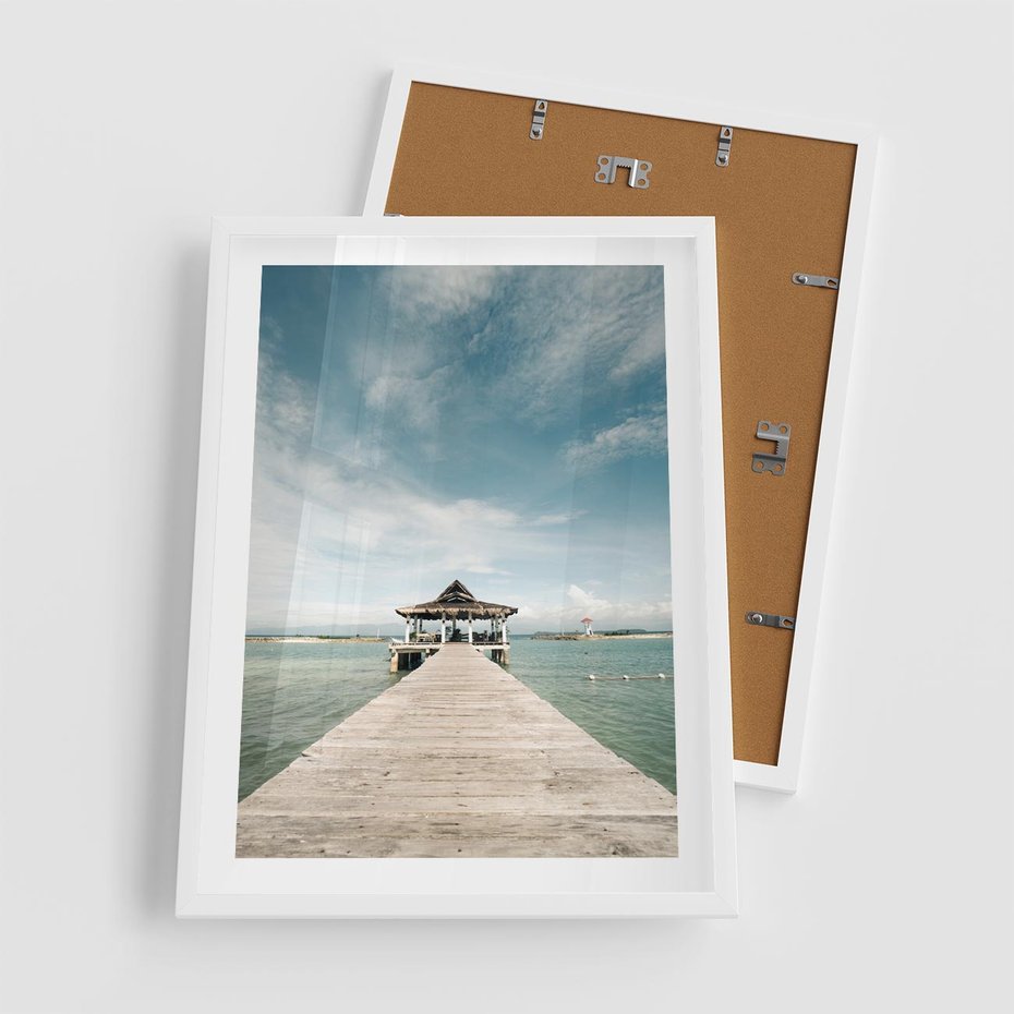 Plakat w ramie 50x70 - Magia Morza i Piękno Plaży - Hawaje, morze - rama biała