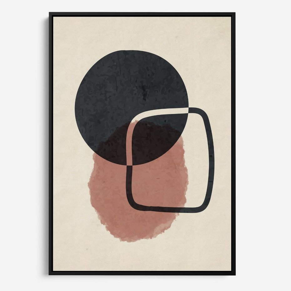 Obraz w ramie 70x100 - Abstrakcyjna Harmonia - abstrakcyjne nieregularne kształty, minimalistyczny plakat - rama czarna