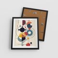 Plakat w ramie 40x50 - Rozbijające Barwne Granice - abstrakcyjna geometryczna kompozycja, koła linie - rama czarna
