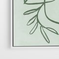 Obraz w ramie 80x120 - Energetyczne Odrodzenie Natury - abstrakcyjne delikatne zielone linie, podobne do gałęzi kwiatów - rama biała