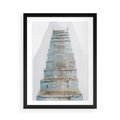Plakat w ramie 50x70 - Niebieskie Schody Santorini - stare kamienne schody, niebieskie schody - rama czarna