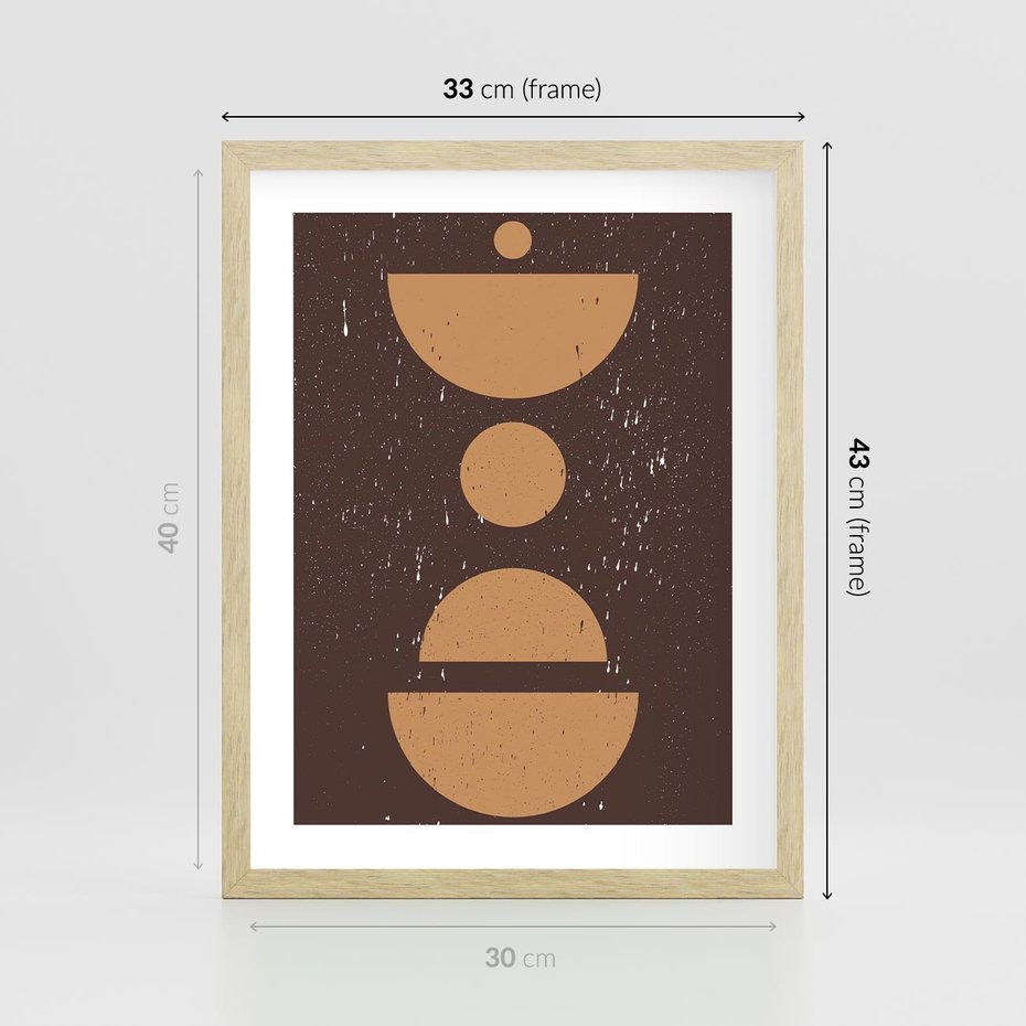 Plakat w ramie 30x40 - Impulsy Przestrzeni - mid century styl, nowoczesna grafika - rama drewno