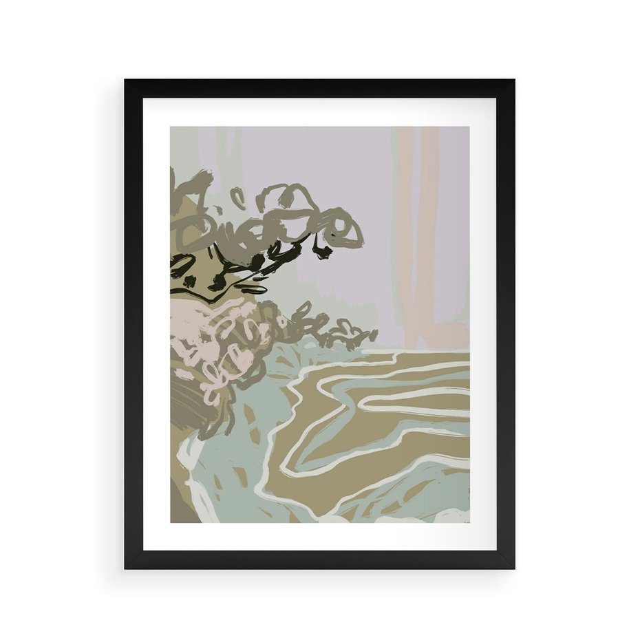 Plakat w ramie 40x50 - Wizja Przestrzeni - pastelowy krajobraz, nowoczesny plakat - rama czarna