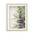 Plakat w ramie 50x70 - Spa kamienie: naturalne piękno - spa, kamienie - rama drewno