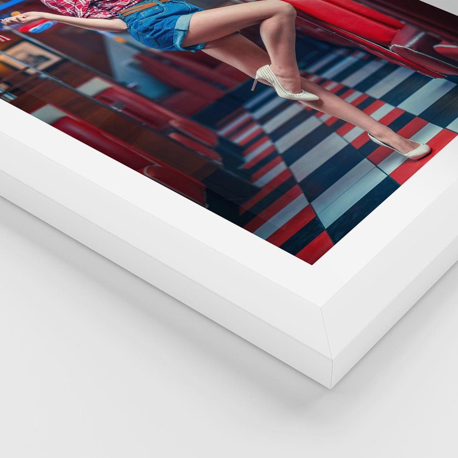 Plakat w ramie 50x70 - Czas Wstecz - retro, restauracja - rama biała