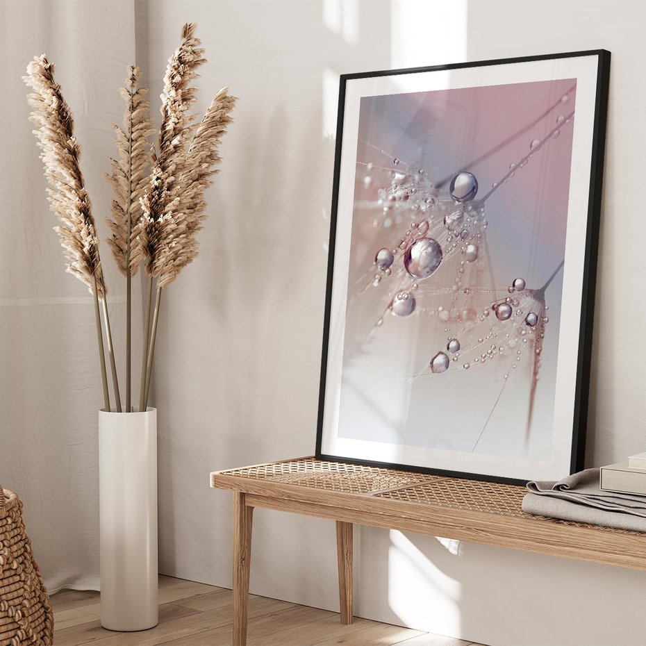 Plakat bez ramy 21x30 - Delikatne Natchnienie - krople, dmuchawce