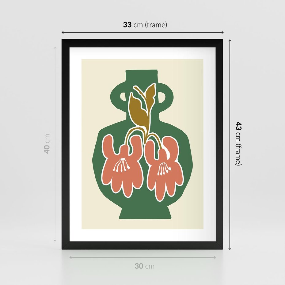 Plakat w ramie 30x40 - Kreatywne Impulsy - boho styl, wazon - rama czarna