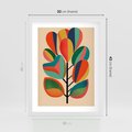 Plakat w ramie 30x40 - Wnętrza Kształtów - abstrakcyjny kolorowy tęczowy obraz, inspiracje roślinne - rama biała