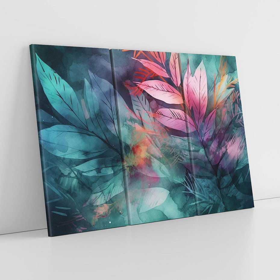 Obraz na płótnie 120x80 - Subtelne Zielone - pastelowe zielone liście, róż