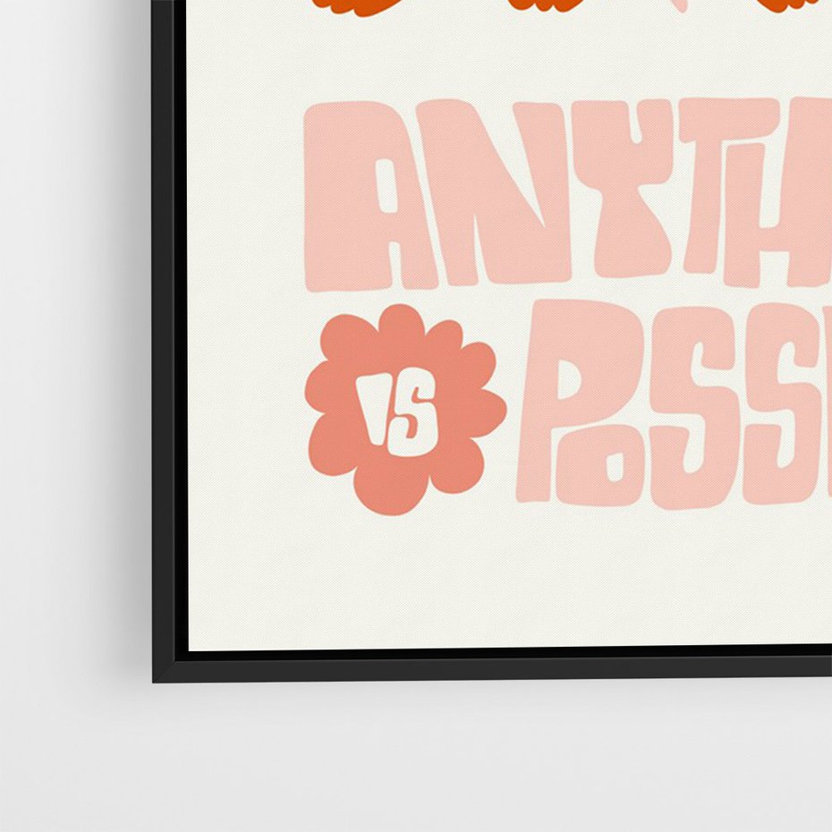 Obraz w ramie 70x100 - Migotliwa Euforia - kompozycja w łososiowym kolorze, kwiaty - rama czarna