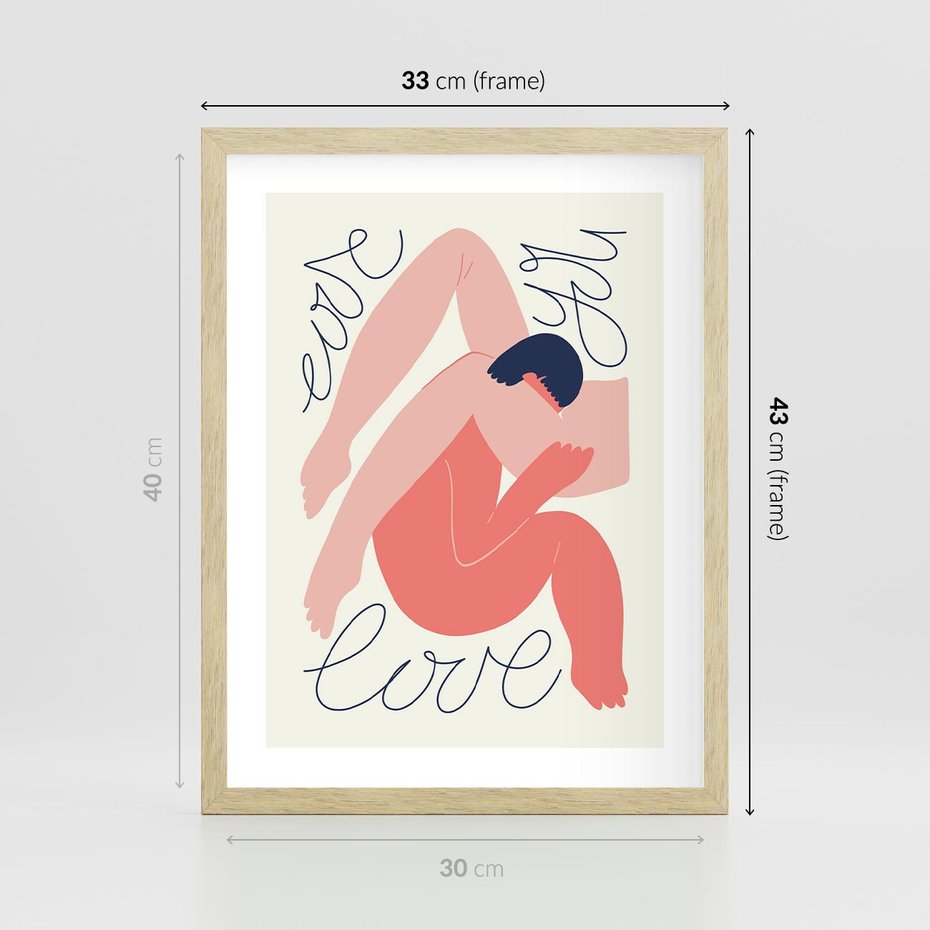 Plakat w ramie 30x40 - Dźwięk ciszy na płótnie - para zakochanych, graficzny obraz - rama drewno