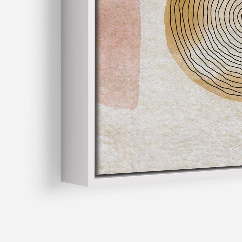 Obraz w ramie 80x80 - Zapisane w promieniach słońca - beżowe strukturalne tło, koła - rama biała