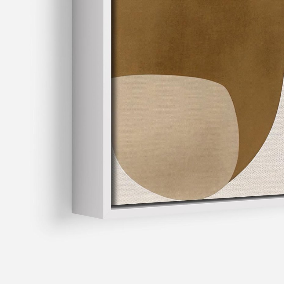 Obraz w ramie 100x70 - Harmonia chaosu i porządku - abstrakcyjne kształty, kolory beżu i brązu - rama biała