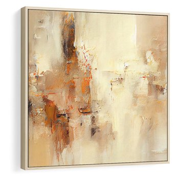 Obraz w ramie 50x50 - Odbicie utraconych barw - abstrakcja, tekstury farb - rama drewno