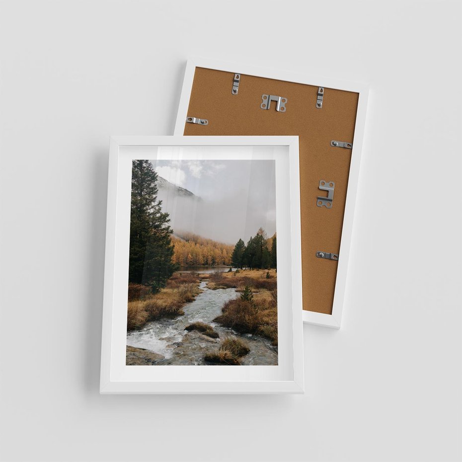 Plakat w ramie 30x40 - W Górskiej Dolinie - artystyczna fotografia, las - rama biała