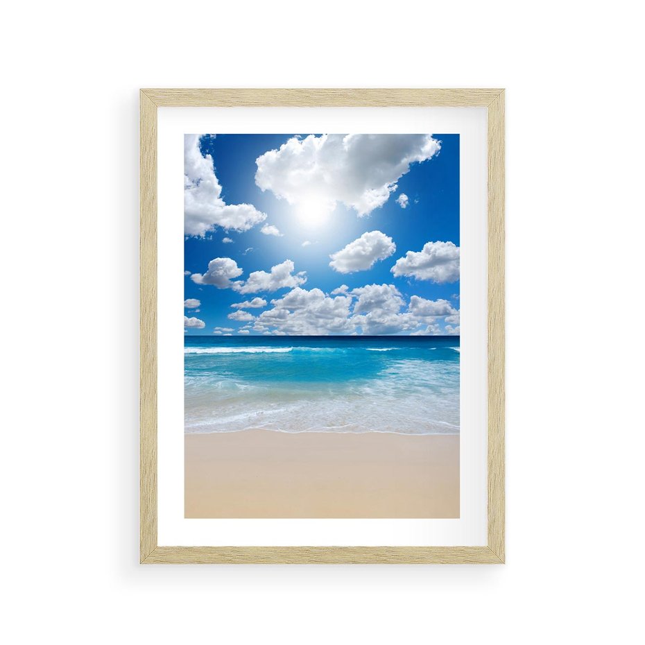 Plakat w ramie 30x40 - Wakacyjna plaża - plaża, wakacje - rama drewno