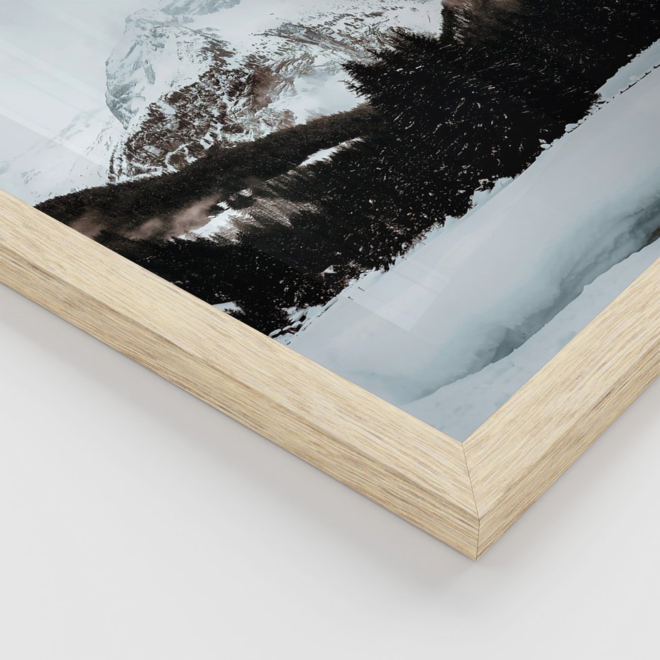 Zestaw obrazy w ramie 50x70 galeria - Zima, góry, śnieg, szron - rama drewno