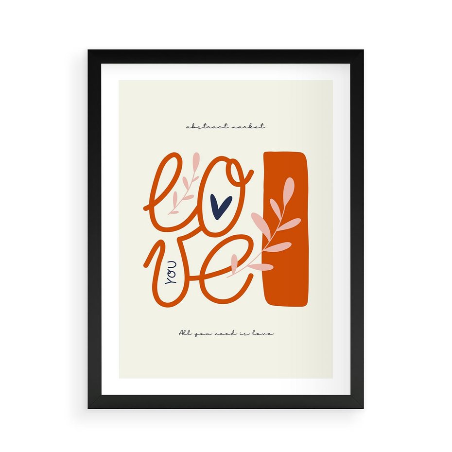Plakat w ramie 50x70 - Pastelowa Siła Miłości - miłość, love - rama czarna
