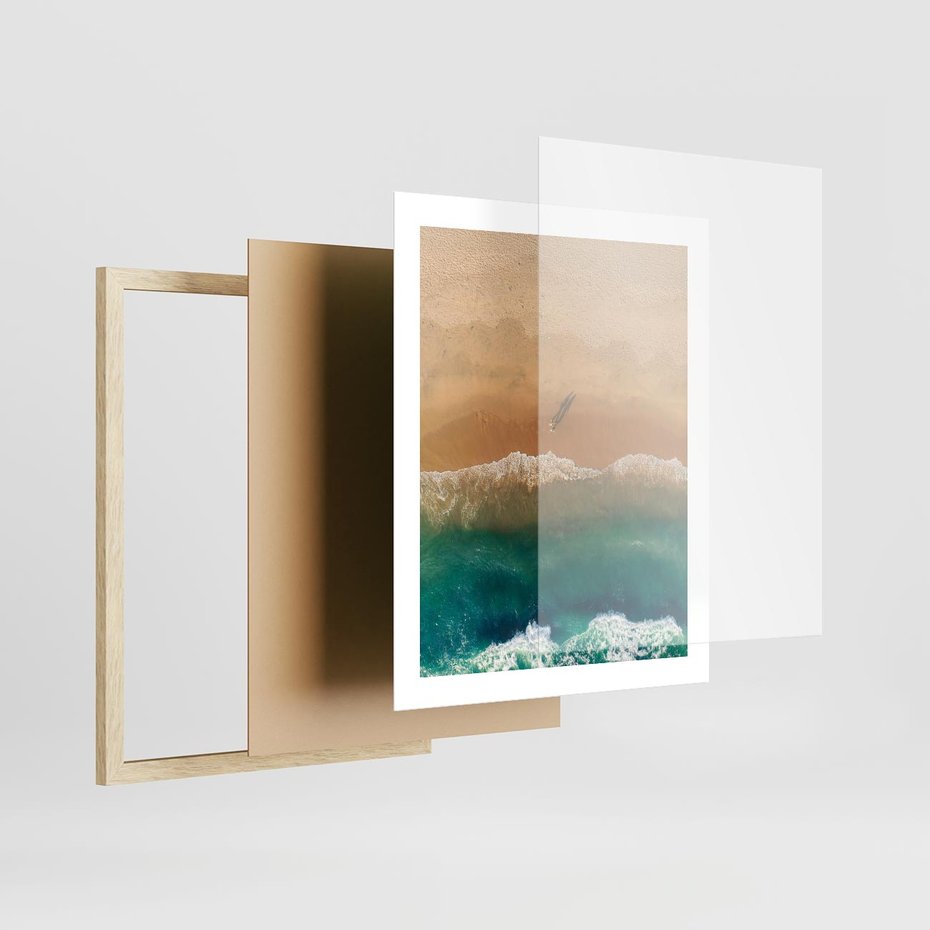 Plakat w ramie 40x50 - Nadbrzeżna Harmonia - plaża, morze - rama drewno