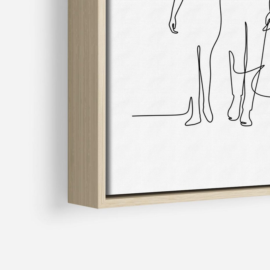 Obraz w ramie 120x80 - Wspólne Kroki - line art, szkic - rama drewno