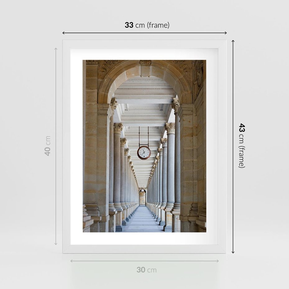 Plakat w ramie 30x40 - Kolumny Czasu - architektura, kolumny - rama biała