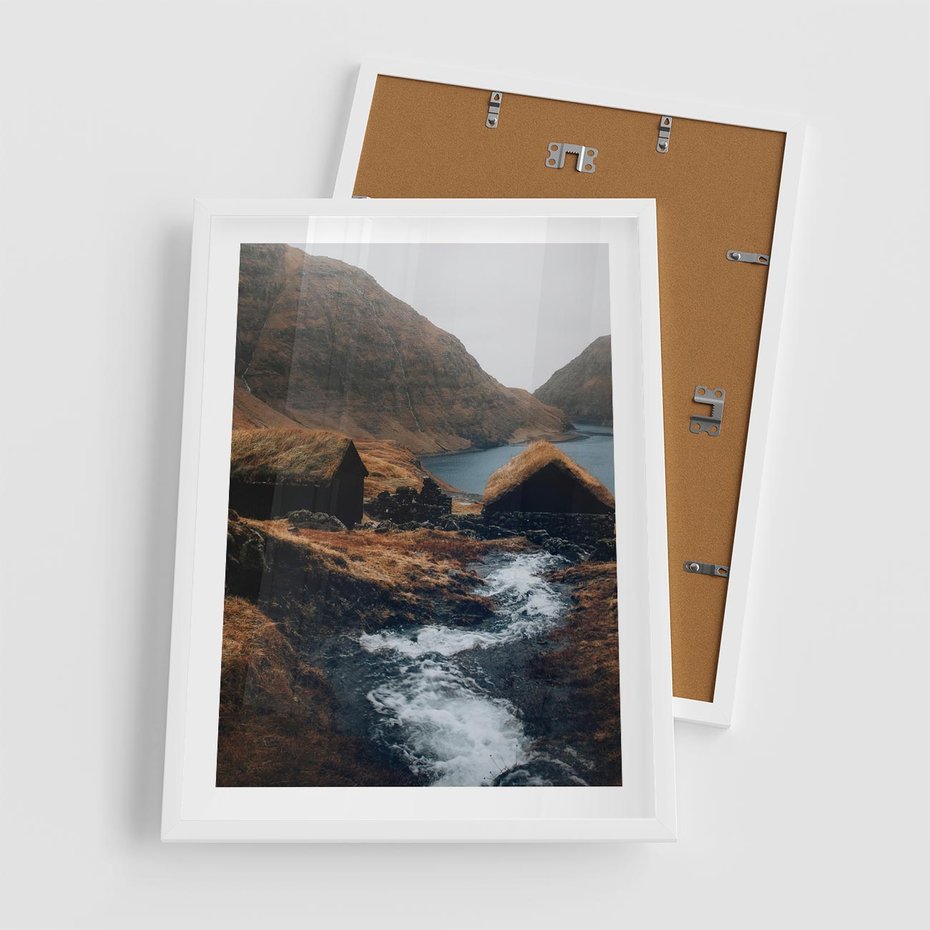 Plakat w ramie 50x70 - Spokój Natury - skandynawski, pejzaż - rama biała