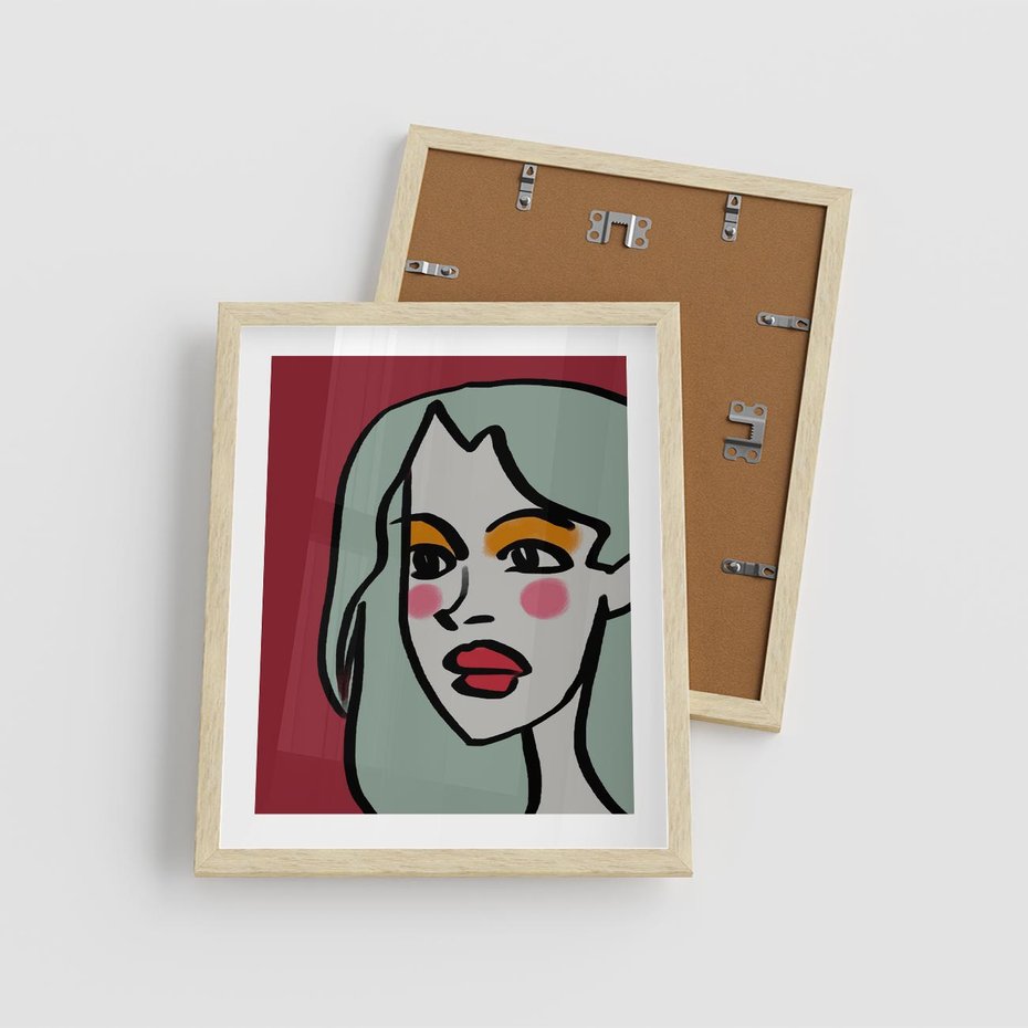 Plakat w ramie 40x50 - Ekspresja Linii - nowoczesny plakat, mocna linie - rama drewno