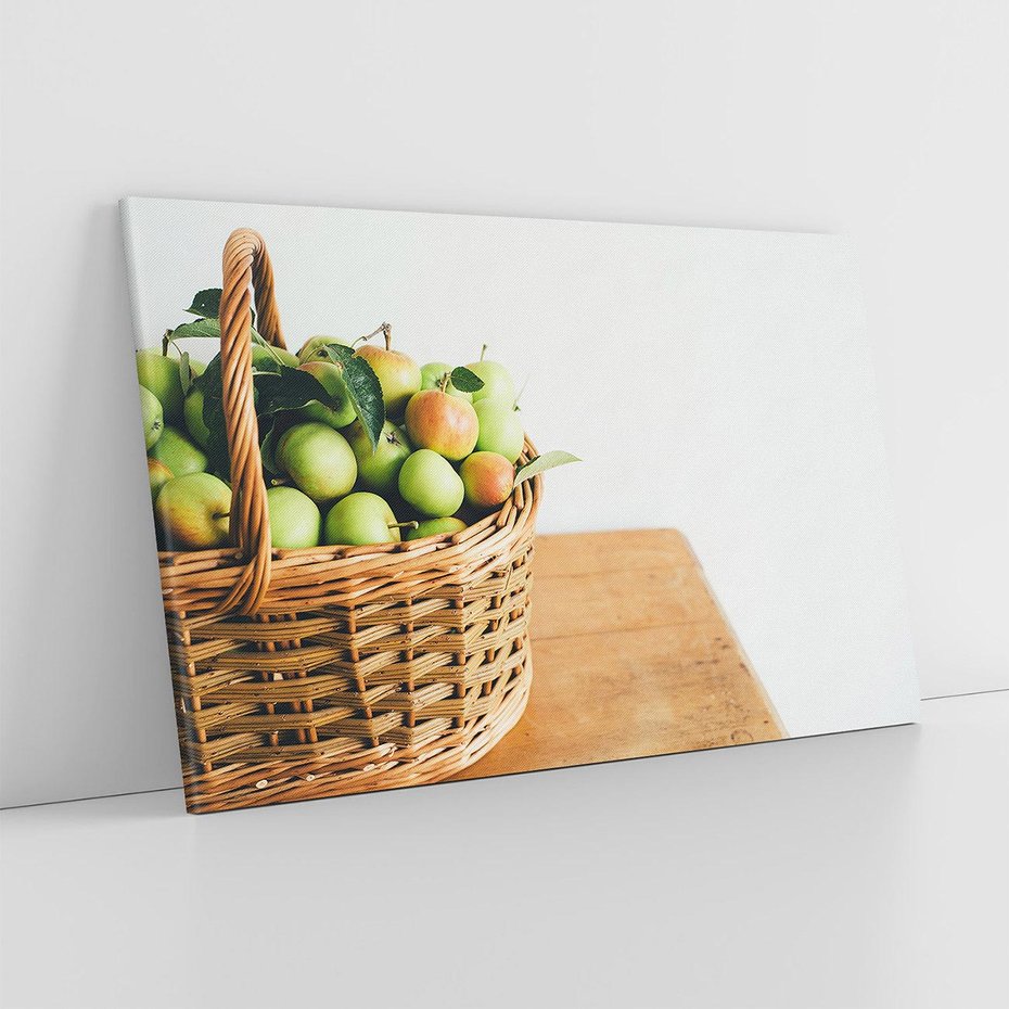 Obraz na płótnie 100x70 - Koszyk Jabłek - Świeżo Zbierane - koszyk, jabłka