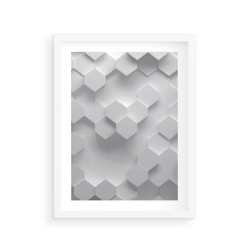Plakat w ramie 30x40 - Kreatywna Forma - geometryczny, 3D - rama biała