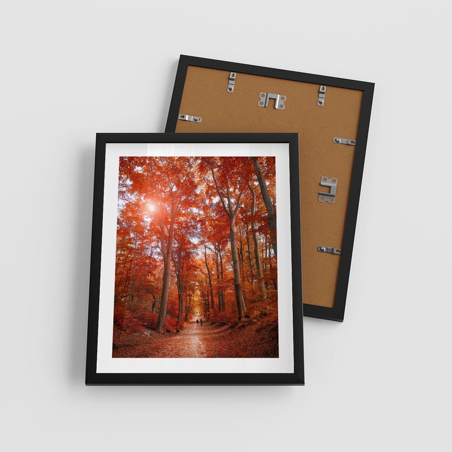 Plakat w ramie 40x50 - Magia jesiennego lasu - las, jesień - rama czarna